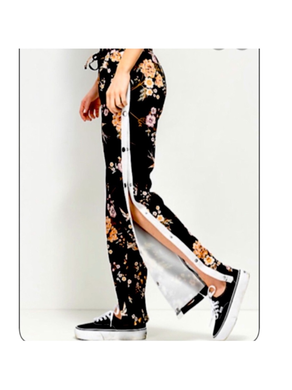 Love Fire Snap Button Floral Print Pants Xs
